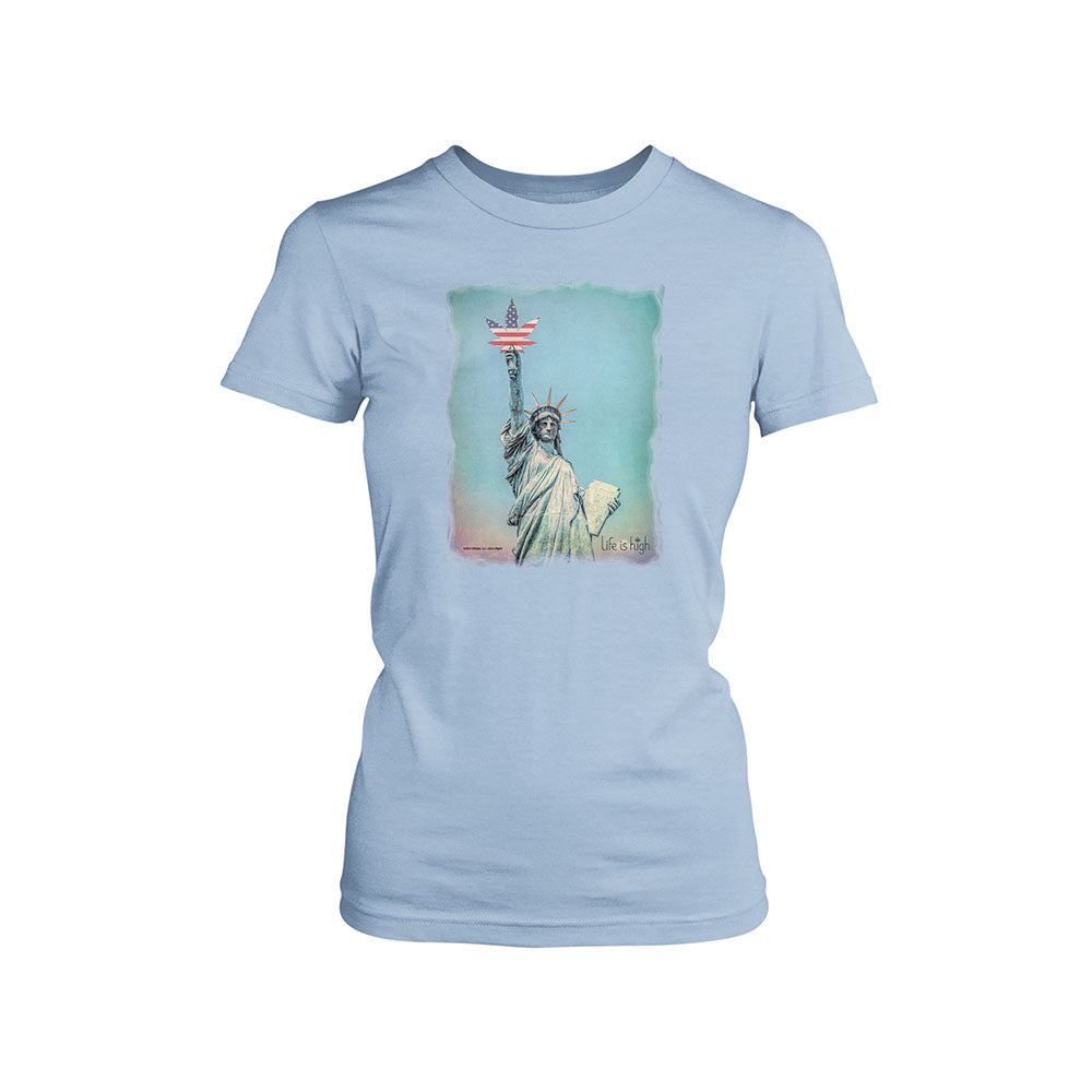 With Liberty Women&#39;s Tee Baby Blue, xl-womens