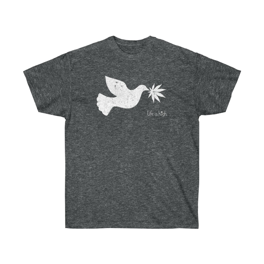 Peace Tee White or Gold Dove on Black T-Shirt